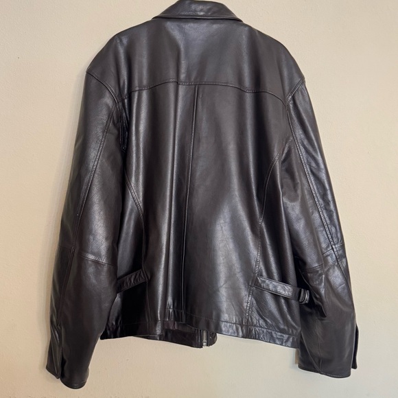 Wilsons Leather Vintage 90s Black Leather Boxy Leather Full-Zip Jacket Size L - Picture 2 of 16